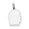 Sterling Silver 1/2in Engravable Girl Profile Charm
