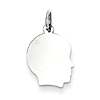 Sterling Silver 1/2in Engravable Boy Profile Charm