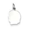 Sterling Silver Engravable Girl Profile Charm 7/16in