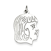 Sterling Silver 3/4in Engravable Girl Profile Charm