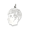 Sterling Silver Engravable Boy Face Charm 3/4in
