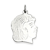 Sterling Silver Engravable Girl's Face Pendant 15/16in