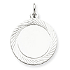 Sterling Silver 3/4in Engravable Round Charm with Lines