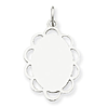 Sterling Silver Engravable Oval Pendant Loop Border 13/16in