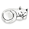 Antiqued Sterling Silver Sleeping Cat Pin 3/4in