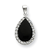 Sterling Silver CZ and Onyx Teardrop Pendant