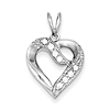 Sterling Silver Cubic Zirconia Open Heart Pendant 5/8in