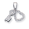 Sterling Silver CZ Heart & Key Fancy Pendant