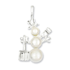 Sterling Silver Cultured Pearl Snowman Pendant
