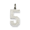 Sterling Silver Medium Satin Number 5 Pendant