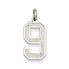 Sterling Silver Medium Satin Number 9 Pendant