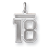 Sterling Silver Medium Satin Number 18 Pendant