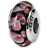 Sterling Silver Reflections Black Pink Hand-blown Glass Bead