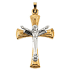 14kt Two-tone Gold 1 1/4in Risen Christ Hollow Crucifix 