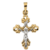 14kt Two-tone Gold Floret Crucifix