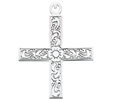 14k White Gold Ornate Greek Cross Pendant