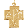 1in Alpha Omega Cross 14kt Yellow Gold