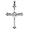 14k White Gold Budded Cross Pendant 1 2/3in