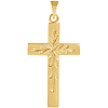 14k Yellow Gold 1in Cross with Branch Design