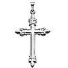 14k White Gold Fleur-de-lis Cross Pendant 1 3/8in
