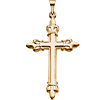 14kt Yellow Gold 1 3/8in Fleur-de-lis Cross