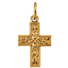 14kt Yellow Gold 3/8in Beaded Floral Cross Charm