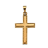 14k Yellow Gold Cross Pendant with Textured Border 3/4in