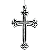 Sterling Silver Budded Cross 33x22mm & 24in Chain