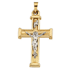 14kt Two-tone Gold Hollow INRI Crucifix Cross