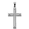14k White Gold Latin Cross Pendant with Engraved Design