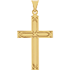 14k Yellow Gold Latin Cross Pendant with Engraved Design