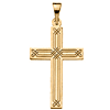 Cross Pendant with Overlapping Lines 14k Yellow Gold