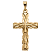 Cross Pendant with Sculpted Texture 14k Yellow Gold