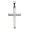 14k White Gold Cross Pendant with Square Center Accent 3/4in