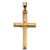 14k Yellow Gold Cross Pendant with Square Center Accent 3/4in