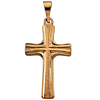 14k Yellow Gold Tapered Textured Latin Cross Pendant