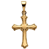 14kt Yellow Gold Budded Cross with Beaded Edges