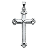 14kt White Gold 1in Budded Floral Cross