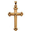 14kt Yellow Gold 1in Budded Floral Cross