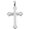 14kt White Gold 1 1/4in Budded Grooved Cross