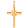 14kt Yellow Gold 1in Wrapped Floral Cross Pendant