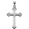 14kt White Gold Budded Cross Pendant 1 1/4in