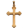 14k Yellow Gold Polished Budded Cross Pendant 1 1/4in