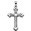 14kt White Gold 1 1/4in Budded Cross Pendant