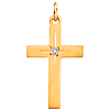 Yellow Gold Cross with Diamond Accent