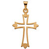 14kt Yellow Gold 1in Budded Cut-out Cross