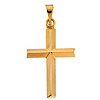 14k Yellow Gold Small Beveled Cross Pendant 18x14mm