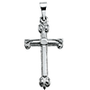 14kt White Gold 3/4in Cross with Scroll Design