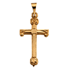 14kt Yellow Gold 3/4in Cross with Scroll Design