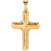 14k Yellow Gold Fancy Latin Cross Pendant 1in